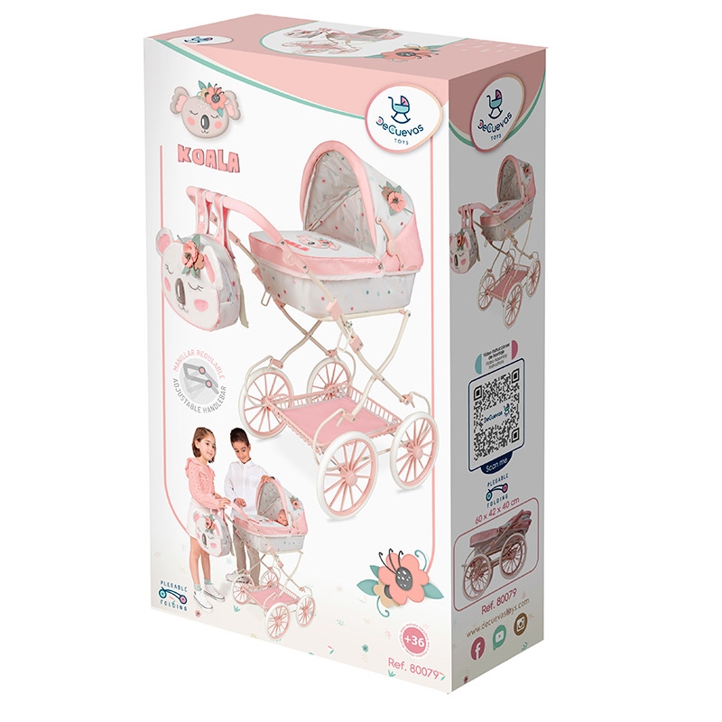DeCuevas 90079 Poussette pliante pour poupées canne KOALA 2024 - 56 cm - Poussettes pour poupées