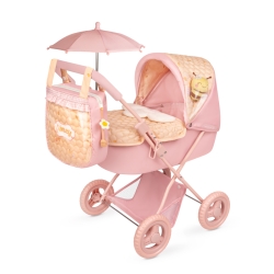Carrozzina pieghevole per bambole con ombrellino e peluche Honey DeCuevas 85070