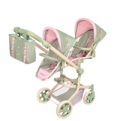 Passeggino per bambole con seduta gemellare multiposizione pieghevole con borsa Botanic DeCuevas 90868