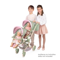 Passeggino per bambole con seduta gemellare multiposizione pieghevole con borsa Botanic DeCuevas 90868 | DeCuevas Toys