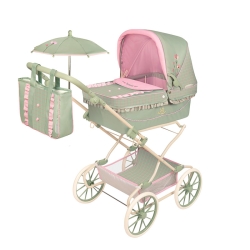Passeggino pieghevole per bambole Reborn con manubrio regolabile e ombrellino Botanic DeCuevas 82068